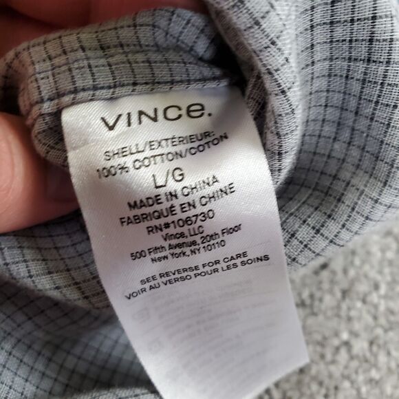 Vince Shirt Mens Large Blue Button Up Lightweight Chambray Double Face - Picture 11 of 12